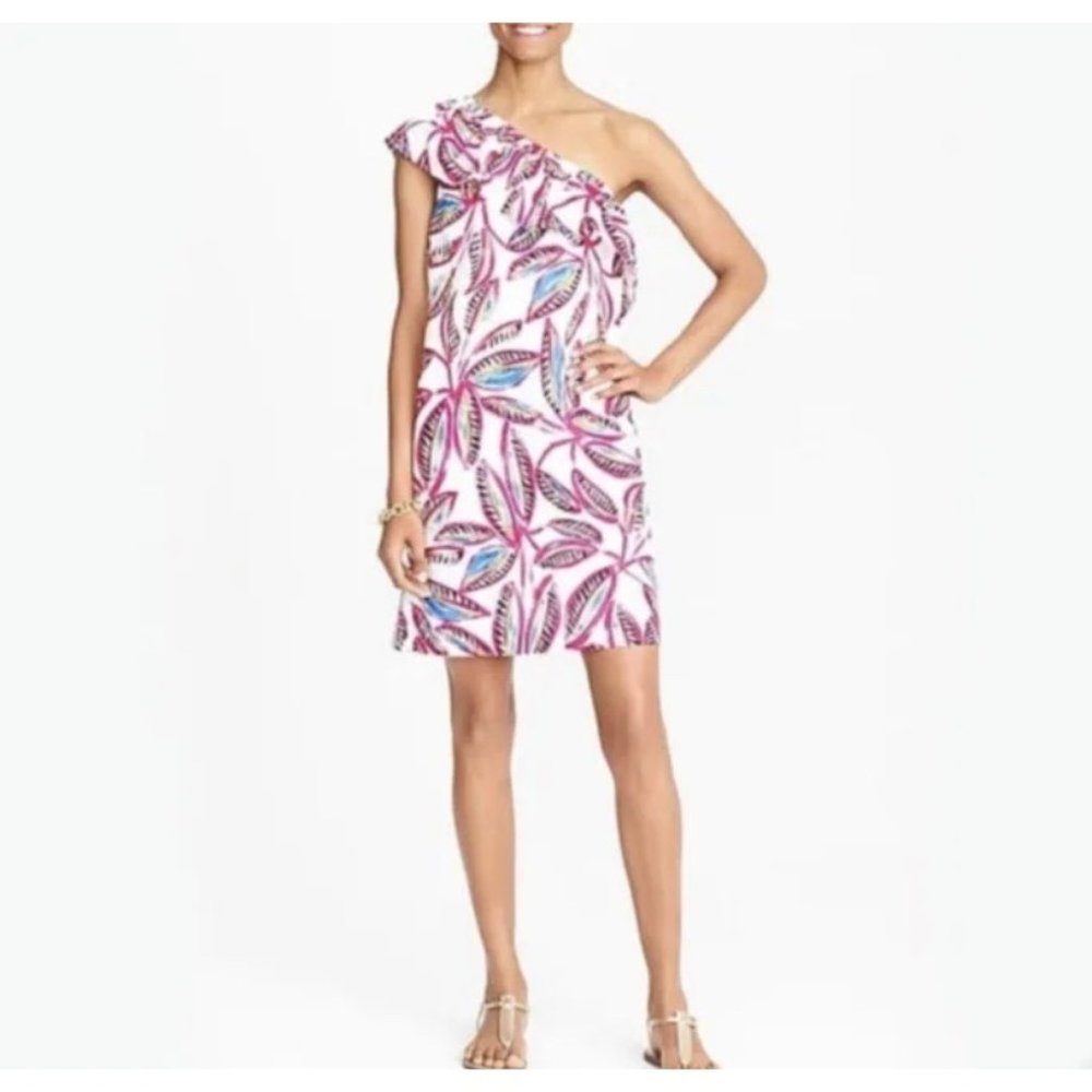 J. Crew factory one shoulder tropical print dress